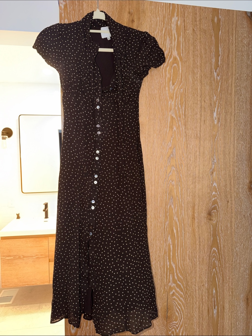 Reformation Black Polka Dot Midi Dress